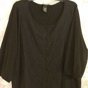 Lane Bryant Blk Lace Lantern Sleeve Sweater 18/20